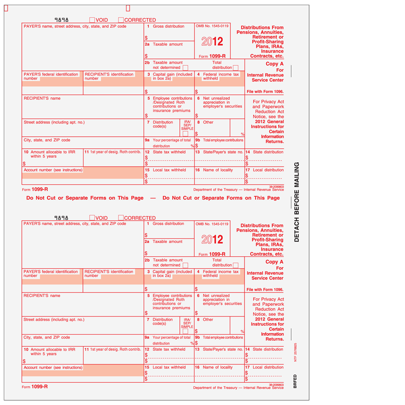 Form 1099R Distributions From Pensions, Annuities, Retirement or